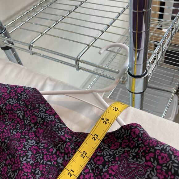 Vintage Cristallo Womens Purple Ditsy Floral Silk Blouse Size 42/10 Boho Italian - Picture 3 of 12